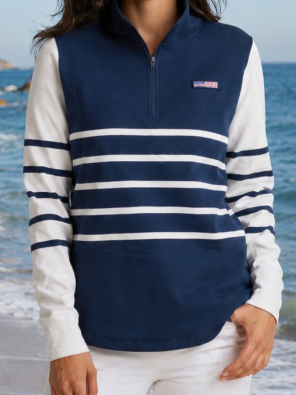Vineyard Vines Navy Strip Pullover Sweatshirt Women Size XXS  Nautical